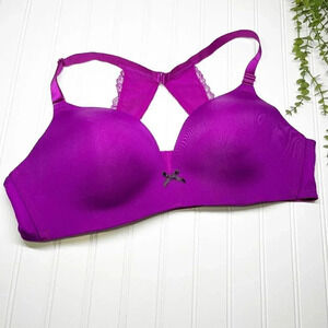 Cacique - Lane Bryant Purple Simply Wire Free Plunge Bra Women's Size 42D